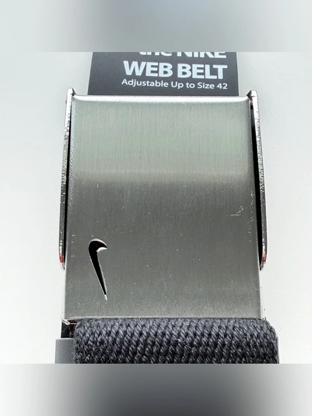 Nike Golf Web Belt Black Adjustable Silver Buckle Golfing Sporty